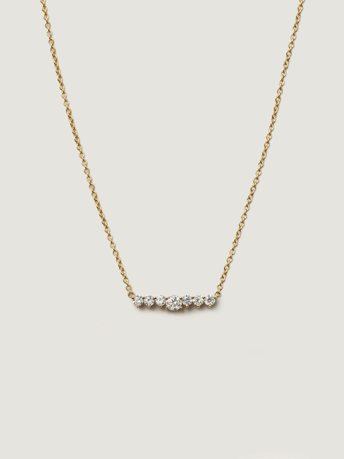 Round Diamond Bar Necklace | | Curved Diamond Smile Pendent | Wedding Jewelry