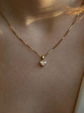 Heart Diamond Bezel Pendant Necklace | Yellow Gold Solitaire Necklace | Gift For Her