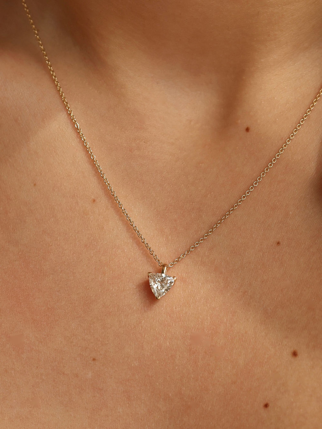 Trillion Cut Diamond Solitaire Pendant Necklace | Minimalist Triangular Pendent