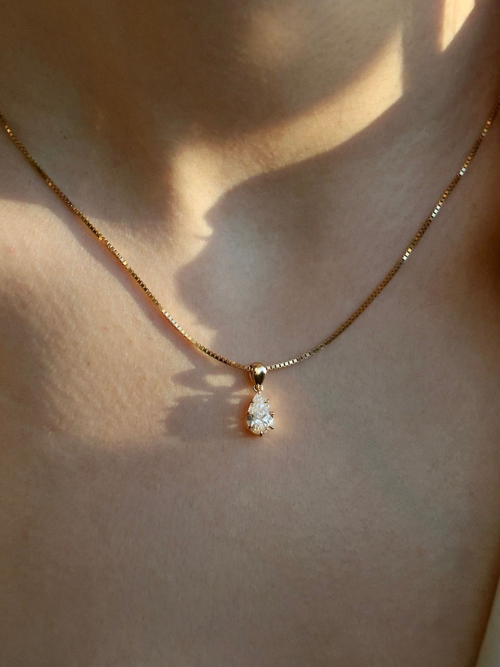Pear Diamond Pendant Necklace | Multi Prong Teardrop Solitaire Necklace | valentine Gift