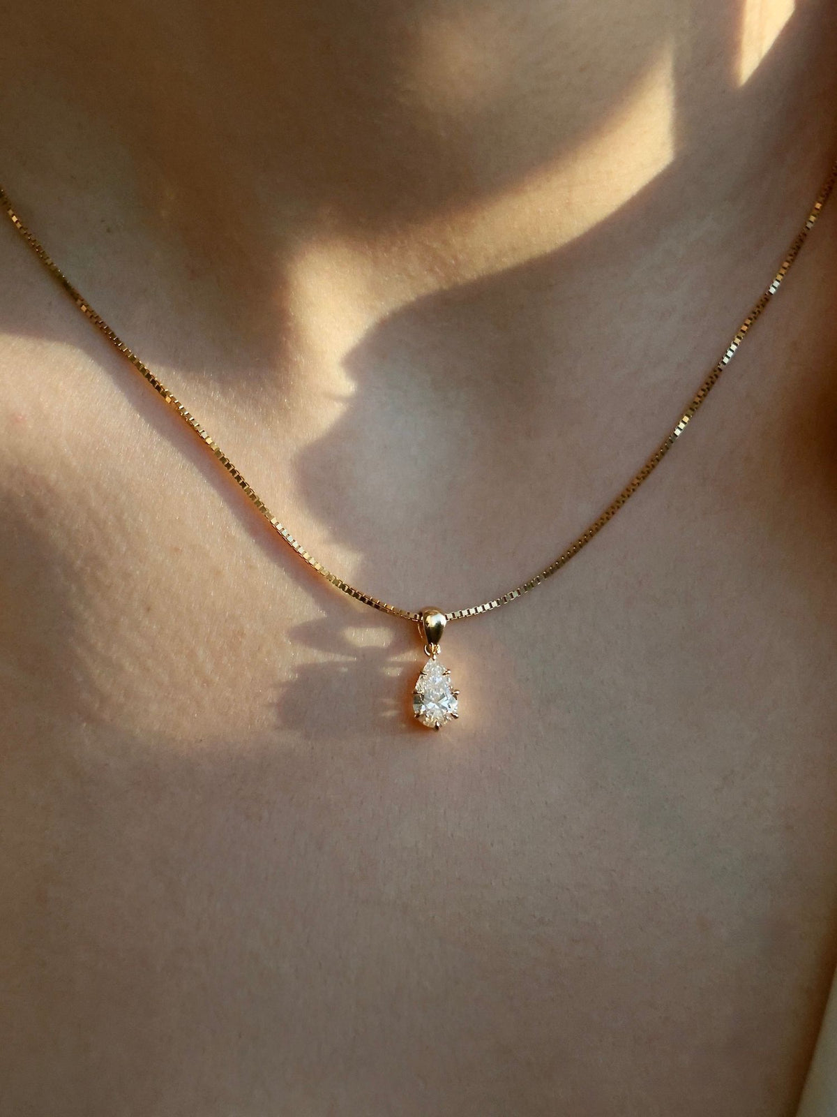 Pear Diamond Pendant Necklace | Multi Prong Teardrop Solitaire Necklace | valentine Gift