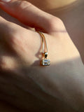 Horizontal Emerald Diamond Necklace | East-West Bezel Set Pendant Necklace