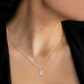 Emerald Cut & Round Two-Stone Diamond Drop Pendant Necklace | 18k Yellow Gold Anniversary Pendant