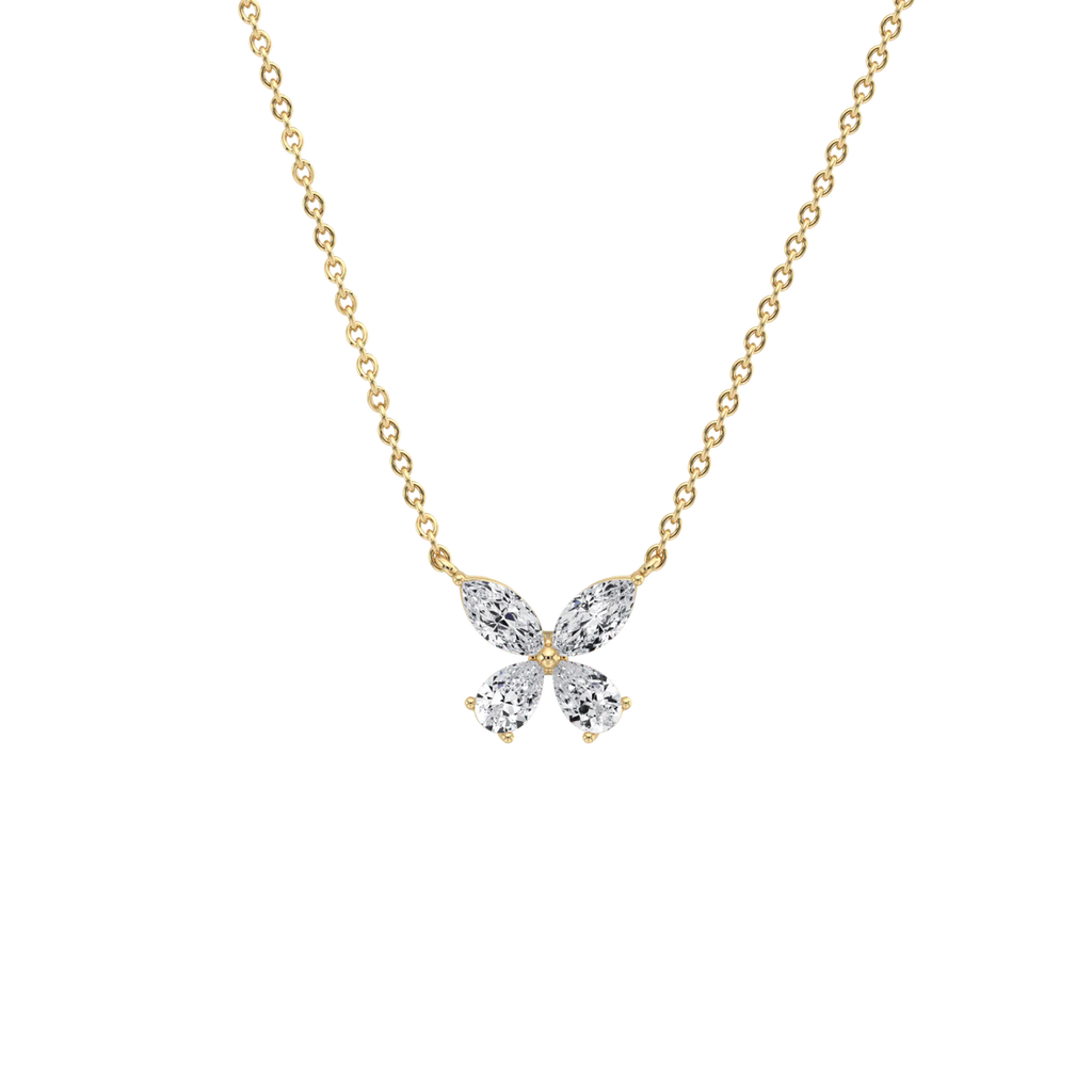 Delicate Marquise  Pear Diamond Butterfly Pendant Necklace | 14K Gold Elegant Jewelry For Women