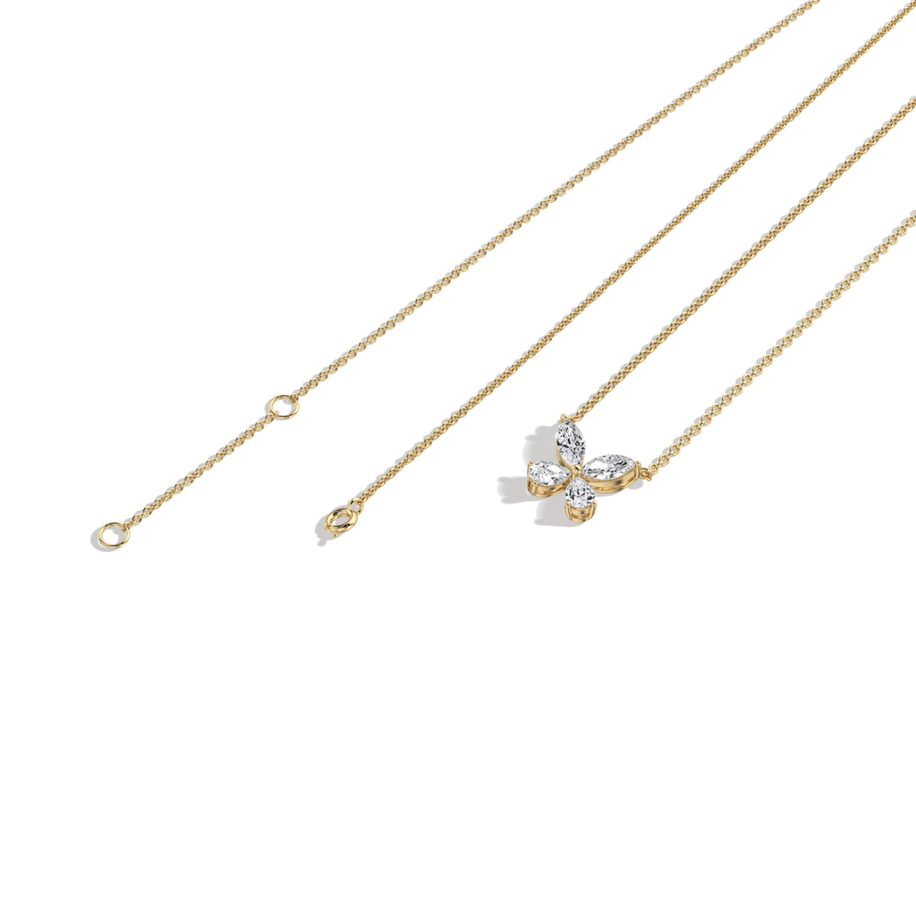 Delicate Marquise  Pear Diamond Butterfly Pendant Necklace | 14K Gold Elegant Jewelry For Women