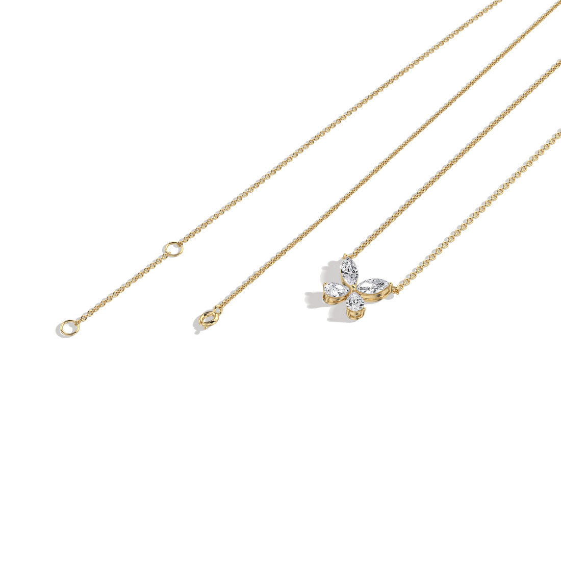Delicate Marquise  Pear Diamond Butterfly Pendant Necklace | 14K Gold Elegant Jewelry For Women