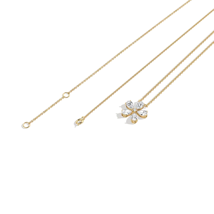 Pear Cut Diamond Floral Cluster Pendant Necklace in White Gold | Bridal & Anniversary Gift