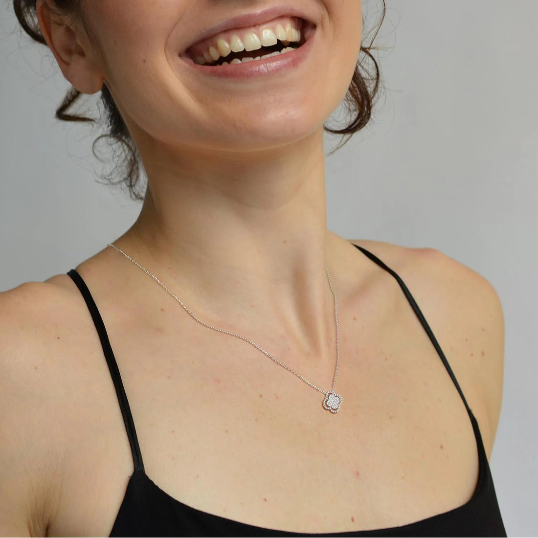 Lab-Grown Diamond Clover Pendant Necklace in 14K Gold | Everyday diamond necklace