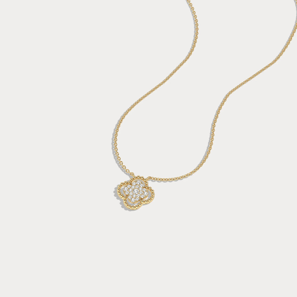 Lab-Grown Diamond Clover Pendant Necklace in 14K Gold | Everyday diamond necklace