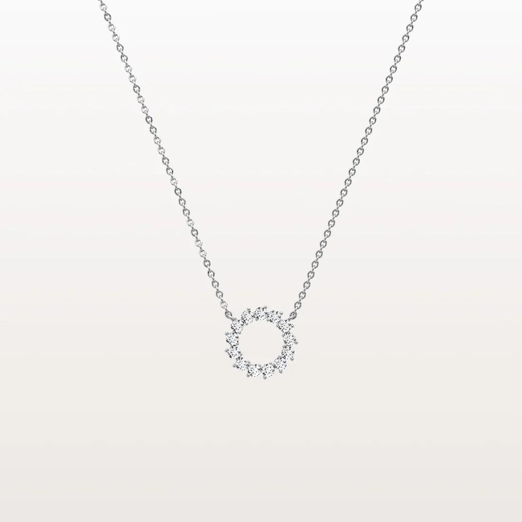 Round Diamond Open Circle Eternity Pendant Necklace | Open Halo Wreath Necklace | Everyday Were