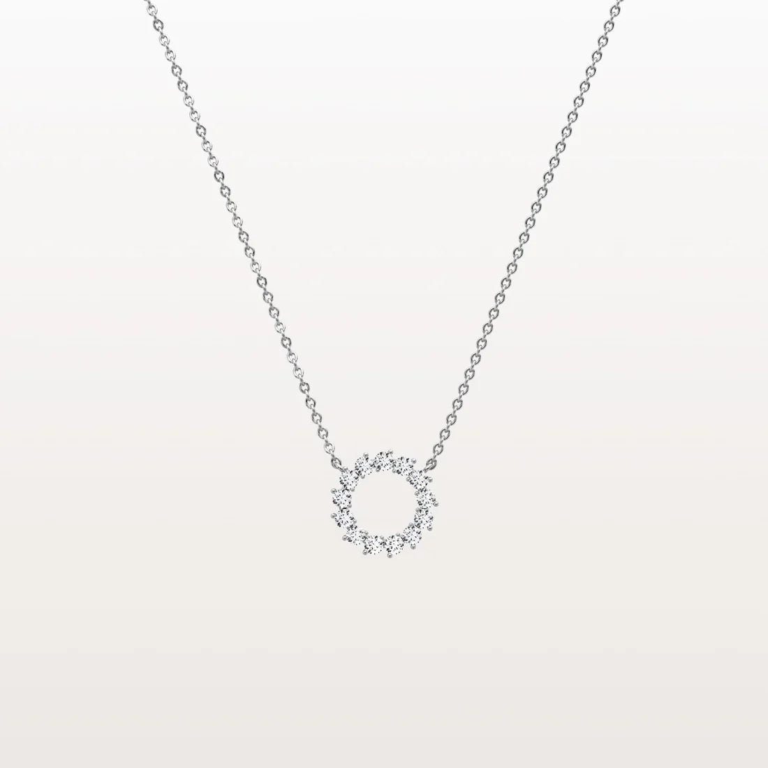 Round Diamond Open Circle Eternity Pendant Necklace | Open Halo Wreath Necklace | Everyday Were