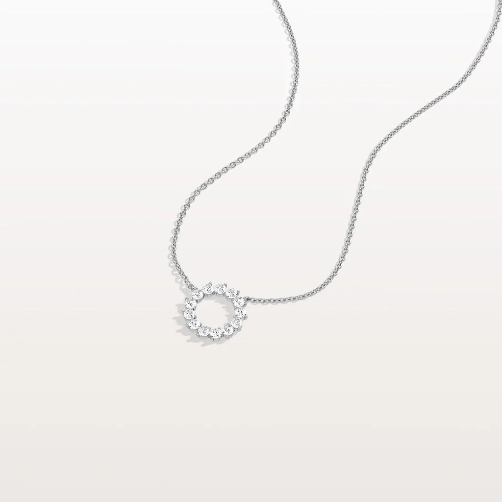 Round Diamond Open Circle Eternity Pendant Necklace | Open Halo Wreath Necklace | Everyday Were