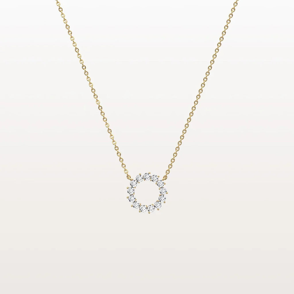 Round Diamond Open Circle Eternity Pendant Necklace | Open Halo Wreath Necklace | Everyday Were