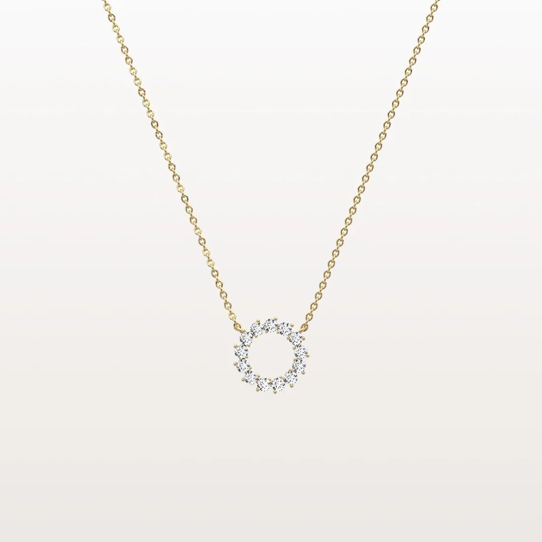 Round Diamond Open Circle Eternity Pendant Necklace | Open Halo Wreath Necklace | Everyday Were