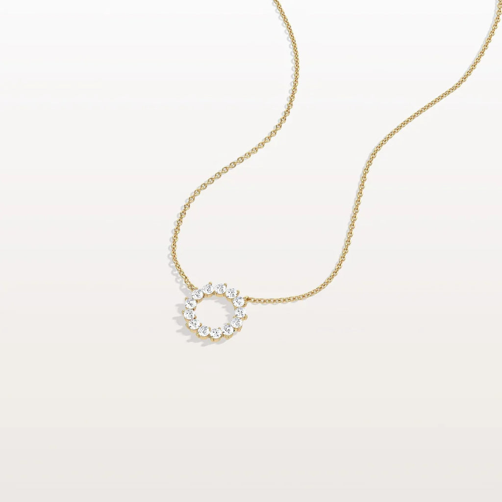 Round Diamond Open Circle Eternity Pendant Necklace | Open Halo Wreath Necklace | Everyday Were
