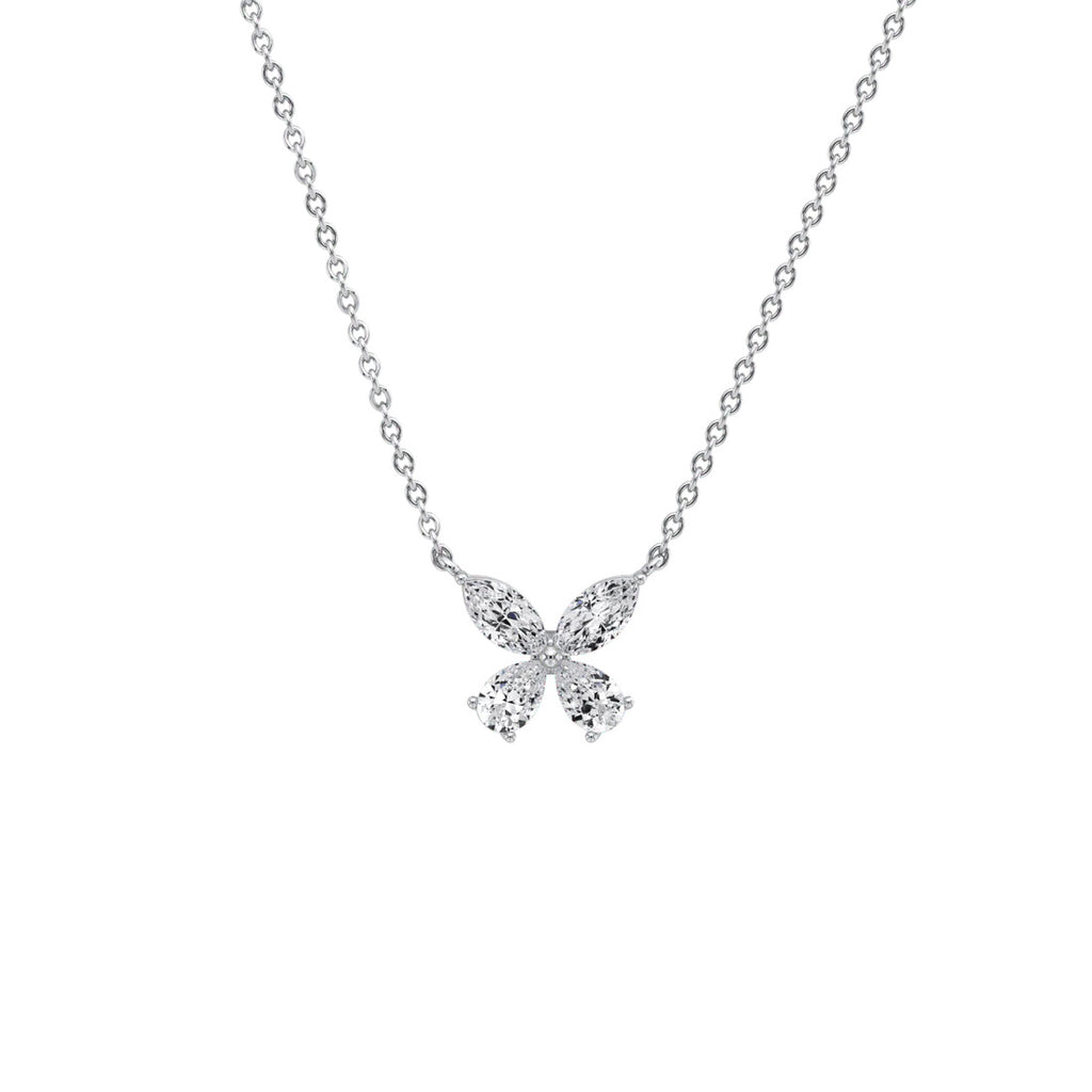 Delicate Marquise  Pear Diamond Butterfly Pendant Necklace | 14K Gold Elegant Jewelry For Women