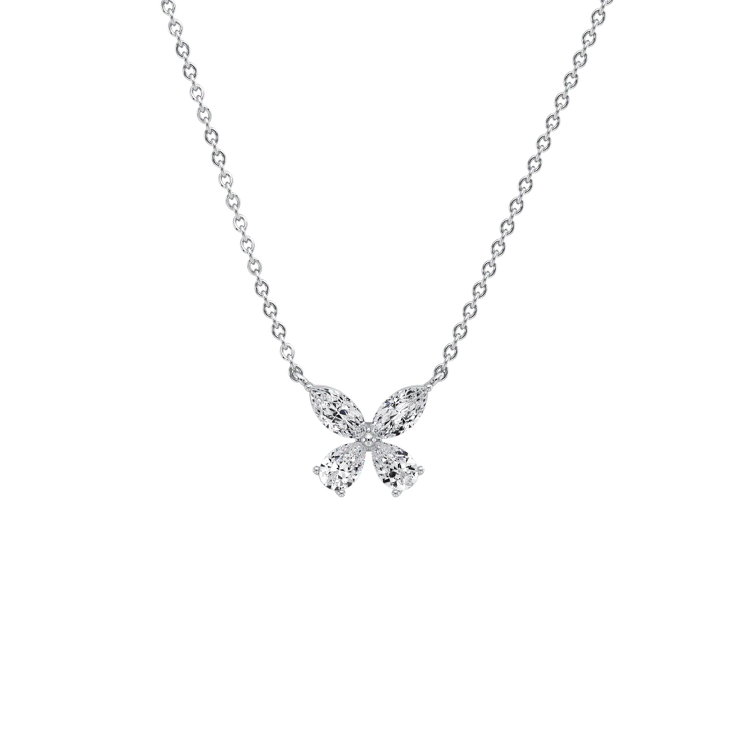 Delicate Marquise  Pear Diamond Butterfly Pendant Necklace | 14K Gold Elegant Jewelry For Women