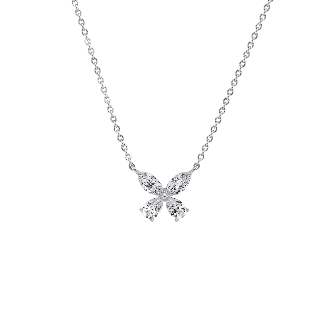 Delicate Marquise  Pear Diamond Butterfly Pendant Necklace | 14K Gold Elegant Jewelry For Women