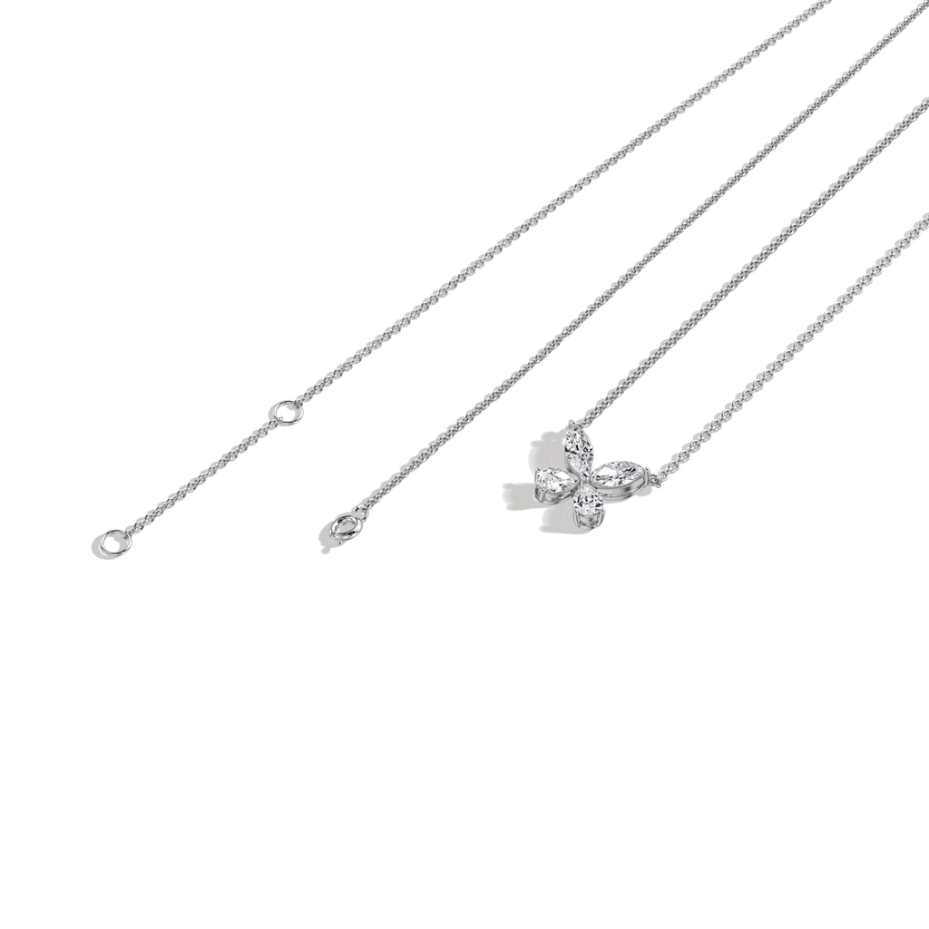 Delicate Marquise  Pear Diamond Butterfly Pendant Necklace | 14K Gold Elegant Jewelry For Women