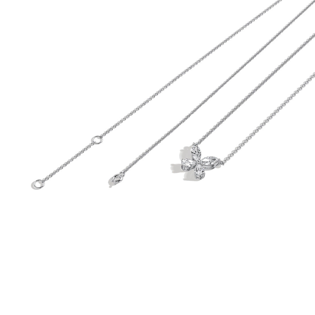 Delicate Marquise  Pear Diamond Butterfly Pendant Necklace | 14K Gold Elegant Jewelry For Women