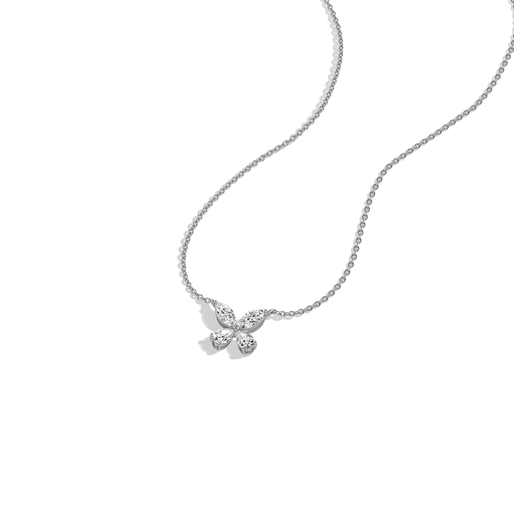 Delicate Marquise  Pear Diamond Butterfly Pendant Necklace | 14K Gold Elegant Jewelry For Women