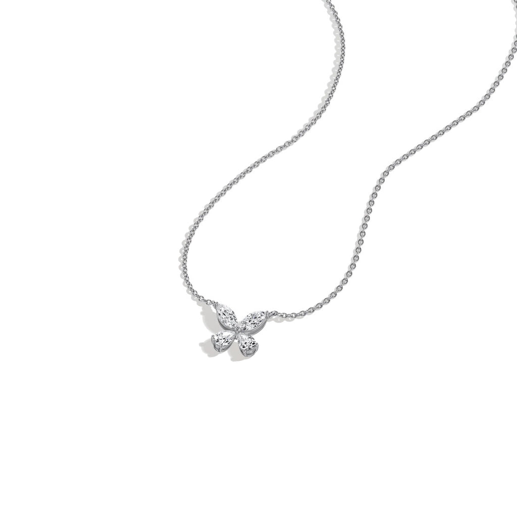 Delicate Marquise  Pear Diamond Butterfly Pendant Necklace | 14K Gold Elegant Jewelry For Women