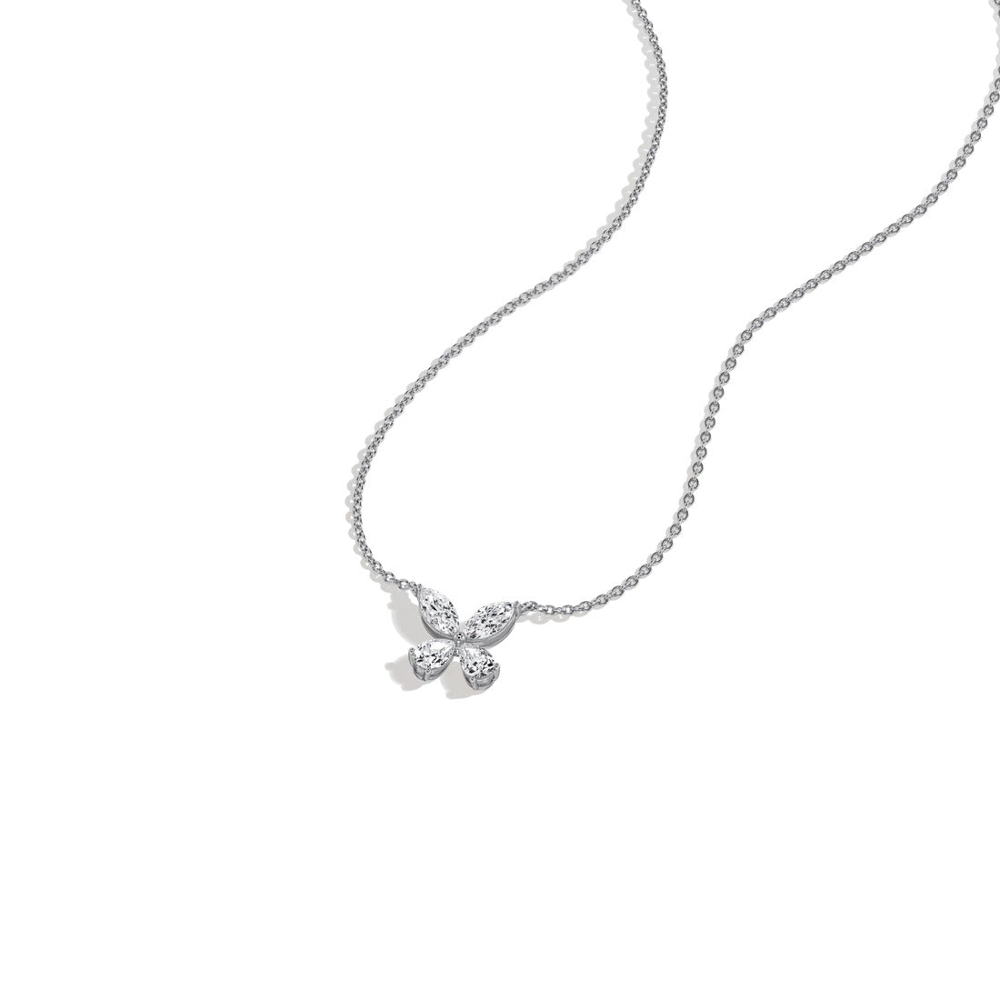 Delicate Marquise  Pear Diamond Butterfly Pendant Necklace | 14K Gold Elegant Jewelry For Women