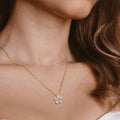 Pear Cut Diamond Floral Cluster Pendant Necklace in White Gold | Bridal & Anniversary Gift