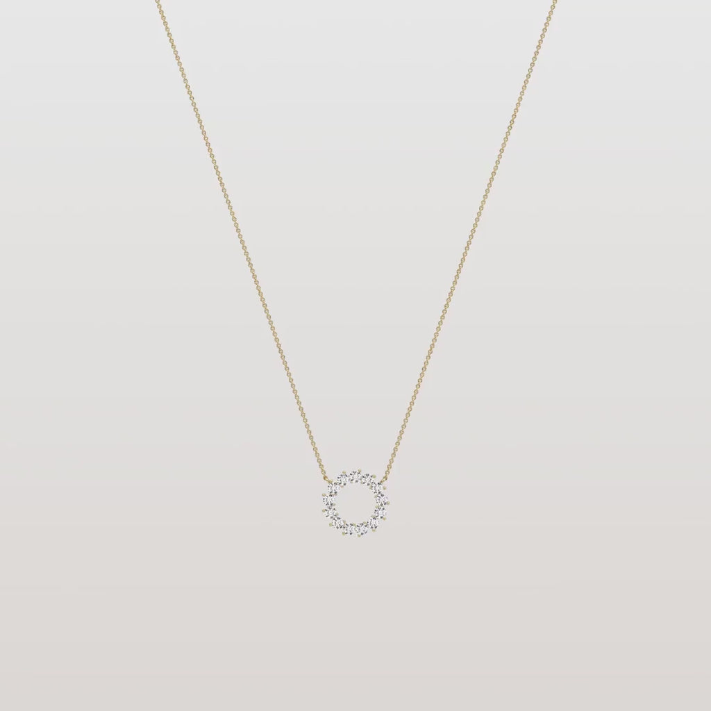 Round Diamond Open Circle Eternity Pendant Necklace | Open Halo Wreath Necklace | Everyday Were