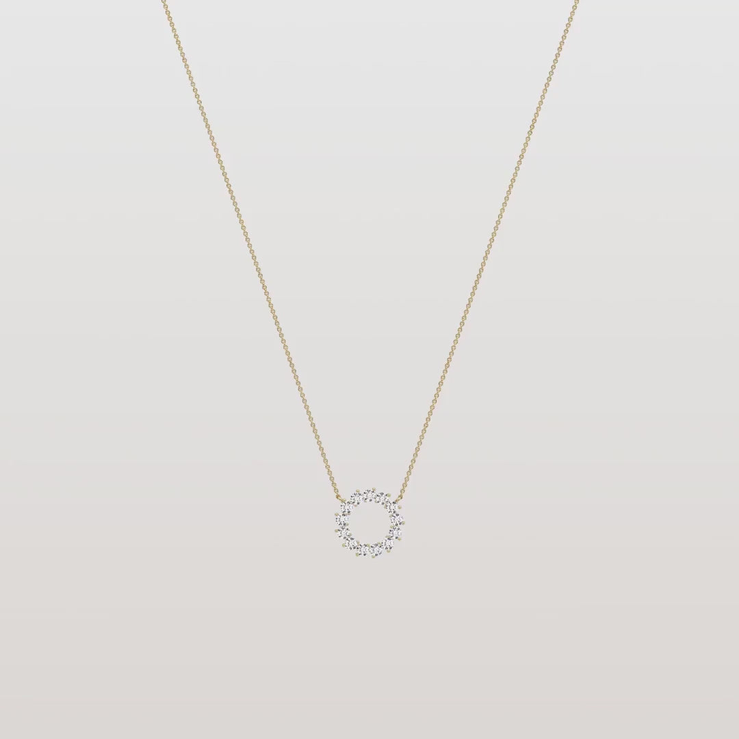Round Diamond Open Circle Eternity Pendant Necklace | Open Halo Wreath Necklace | Everyday Were